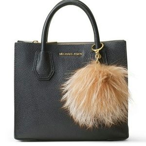 Large Michael Kors Fur Pom Pom keychain NIB
